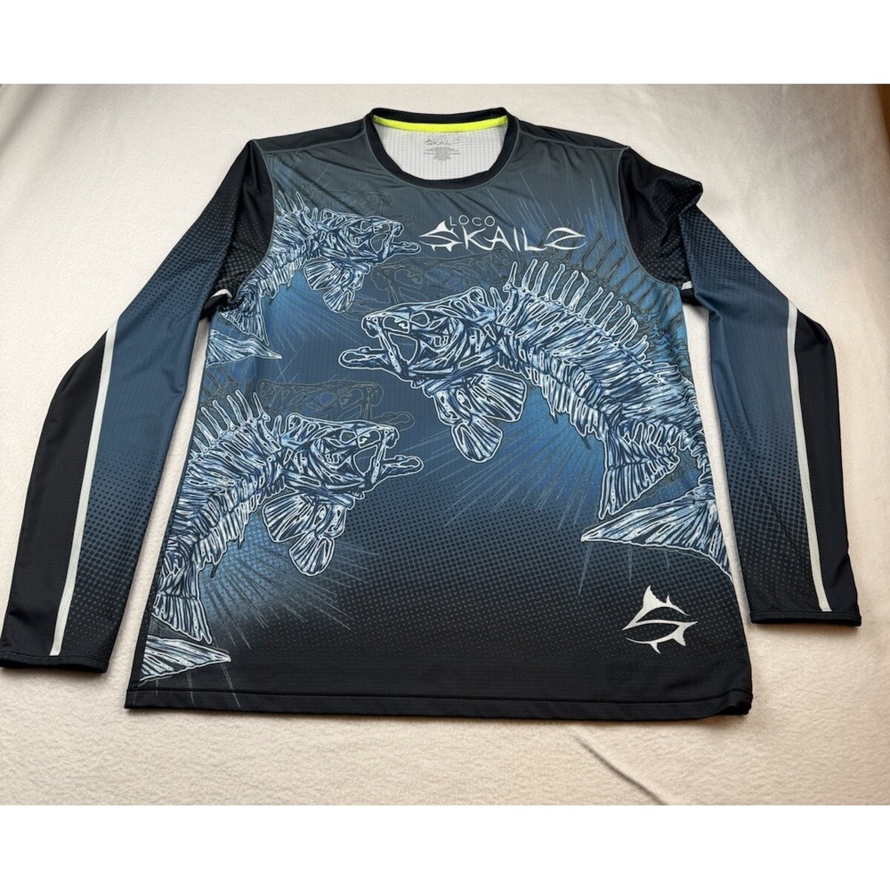 Loco Skailz Fishing Shirt Mens L Long Sleeve Breathable Mesh Performance